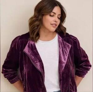 Women's Velvet Moto Jacket in Purple